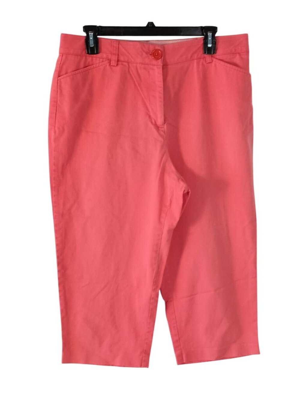 Kim Rogers Capri Pants Womens Size 14 Coral Pink Flat Front Straight Leg Cropped